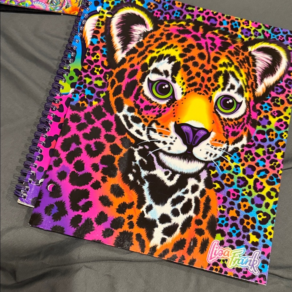 Lisa Frank Neon Rainbow Leopard Spiral Notebook n folders - Picture 3 of 8